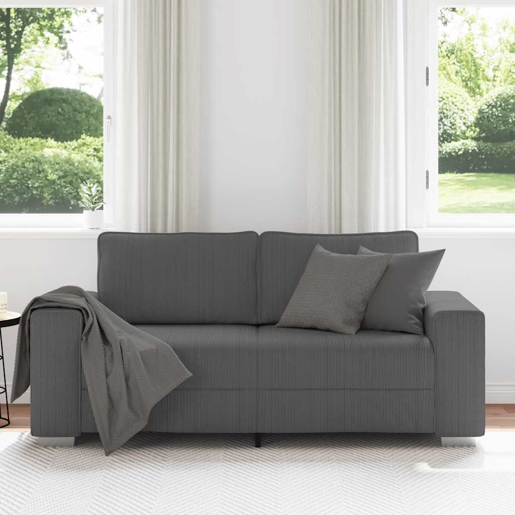 Divano Divanetto Grigio Scuro 180x77x82 cm Tessuto di Velluto a Coste | homemem39