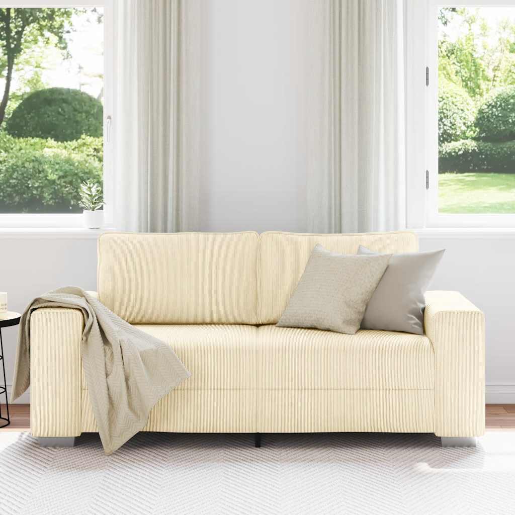 Divano Divanetto Crema 180x77x82 cm Tessuto di Velluto a Coste | homemem39