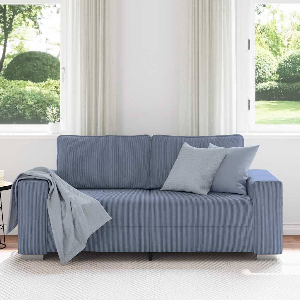 Divano Divanetto Blu 180x77x82 cm Tessuto di Velluto a Coste | homemem39