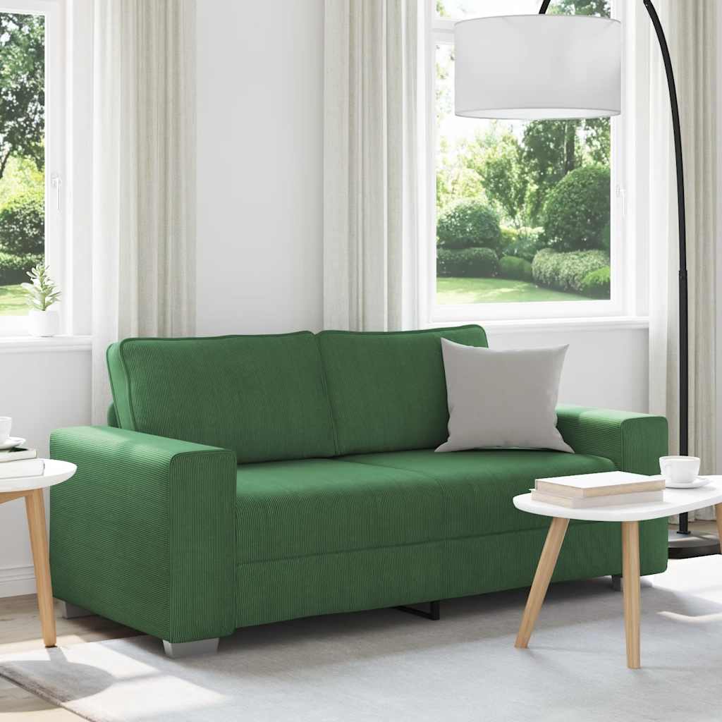 Divano Divanetto Verde Scuro 180x77x82cm Tessuto di Velluto a Coste