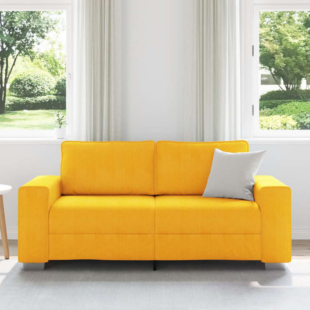 Divano Divanetto Giallo Chiaro 180x77x82cm Tessuto di Velluto a Coste | homemem39