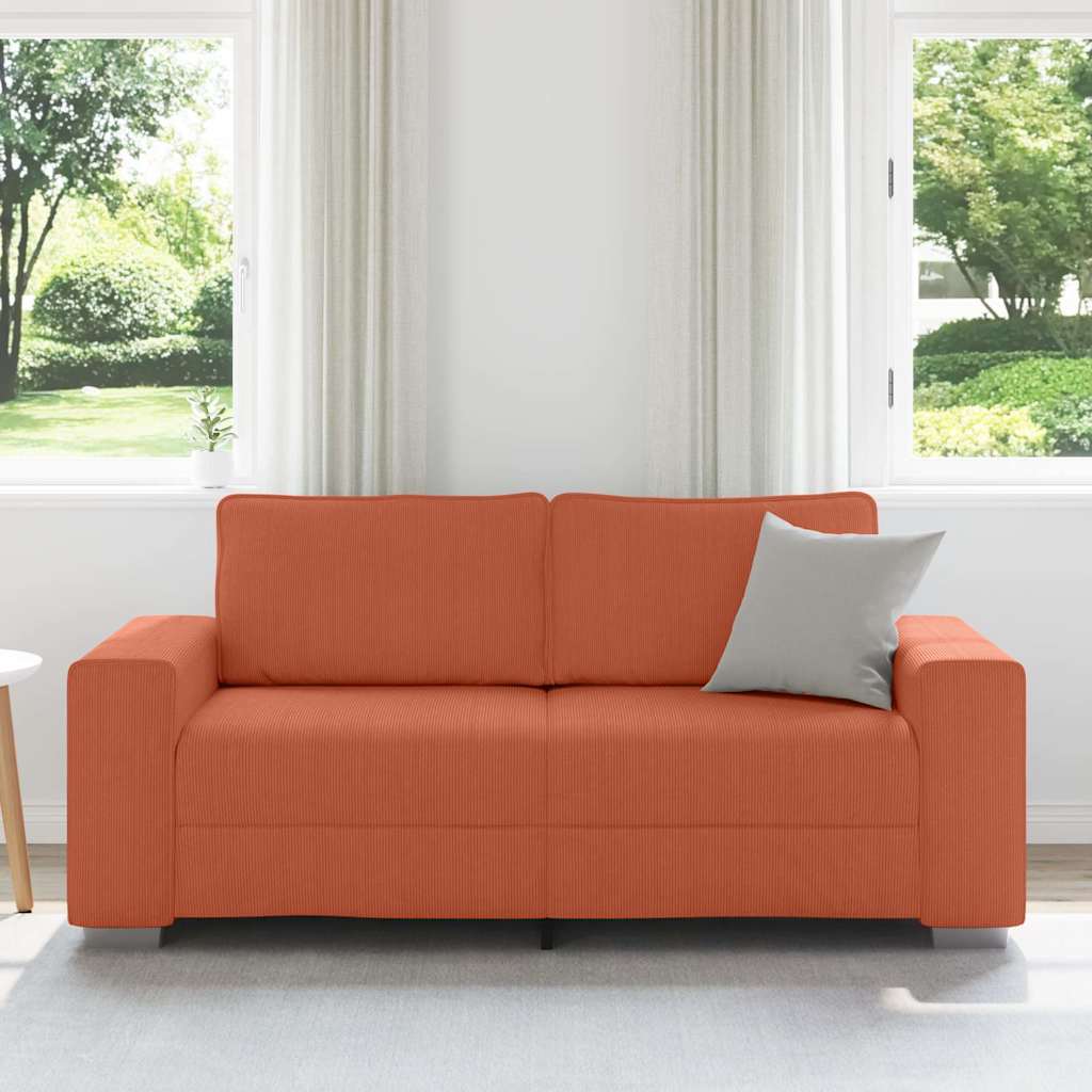 Divano Divanetto Rosso Arancione 180x77x82 cm Tessuto Velluto a Coste | homemem39
