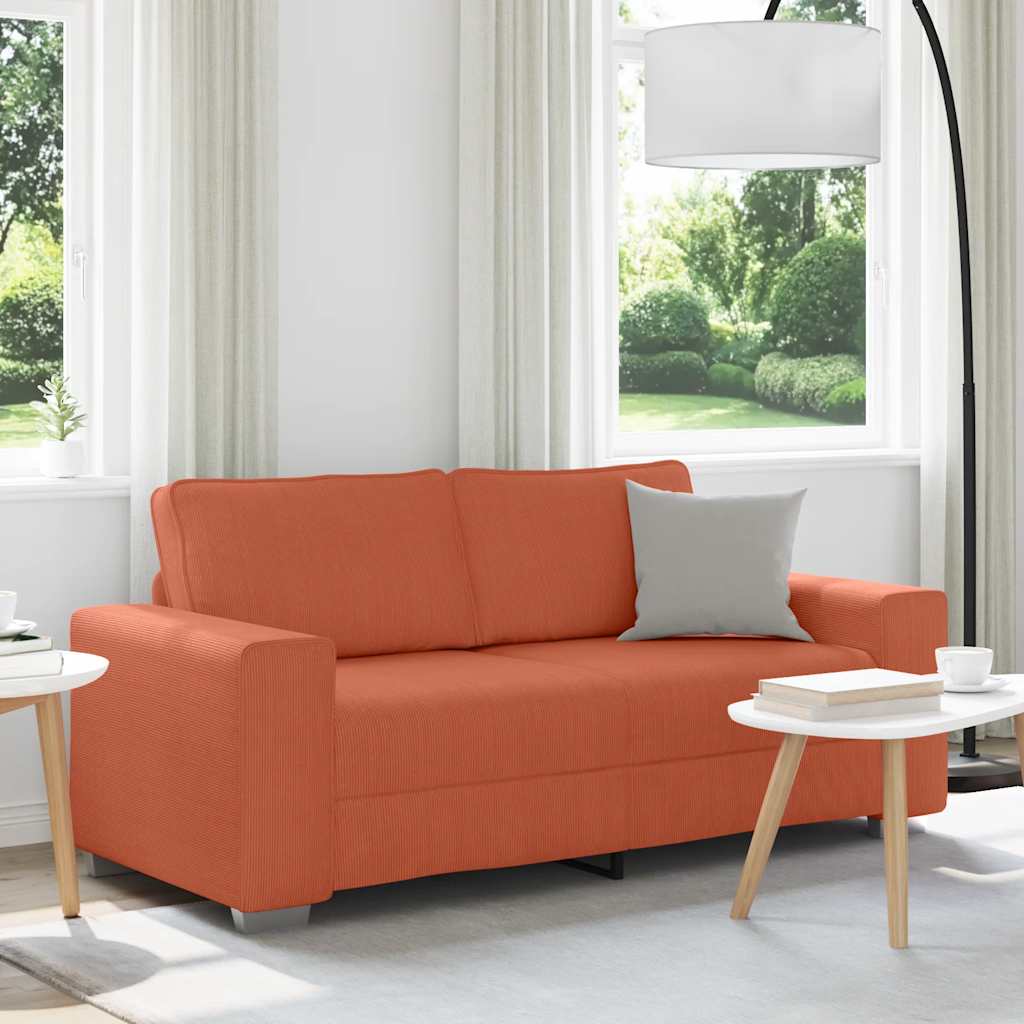 Divano Divanetto Rosso Arancione 180x77x82 cm Tessuto Velluto a Coste | homemem39