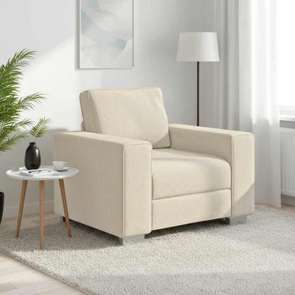 Poltrona Sofa Beige 100 cm Tessuto misto lino
