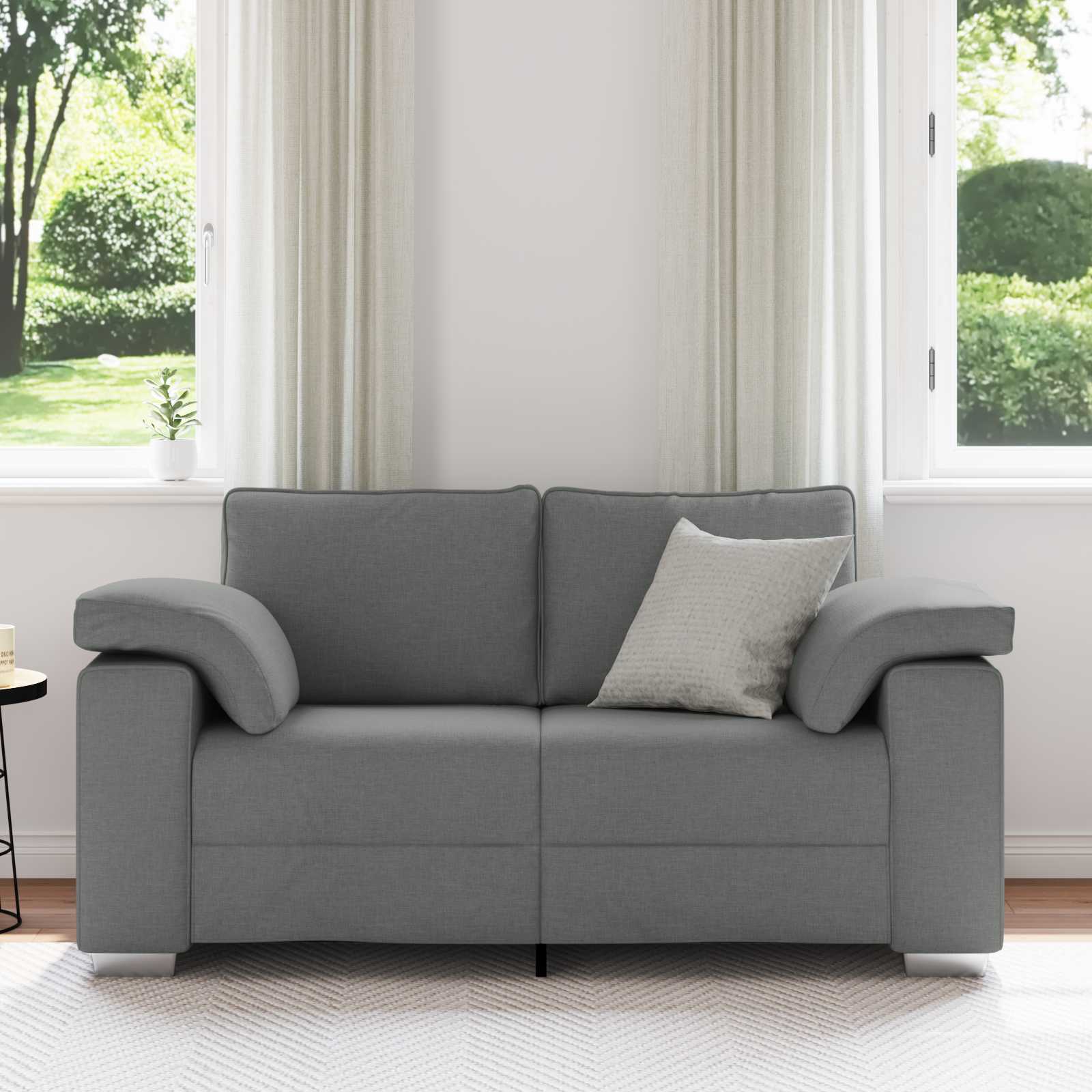 Divano a due posti Grigio scuro 160 cm Tessuto | homemem39