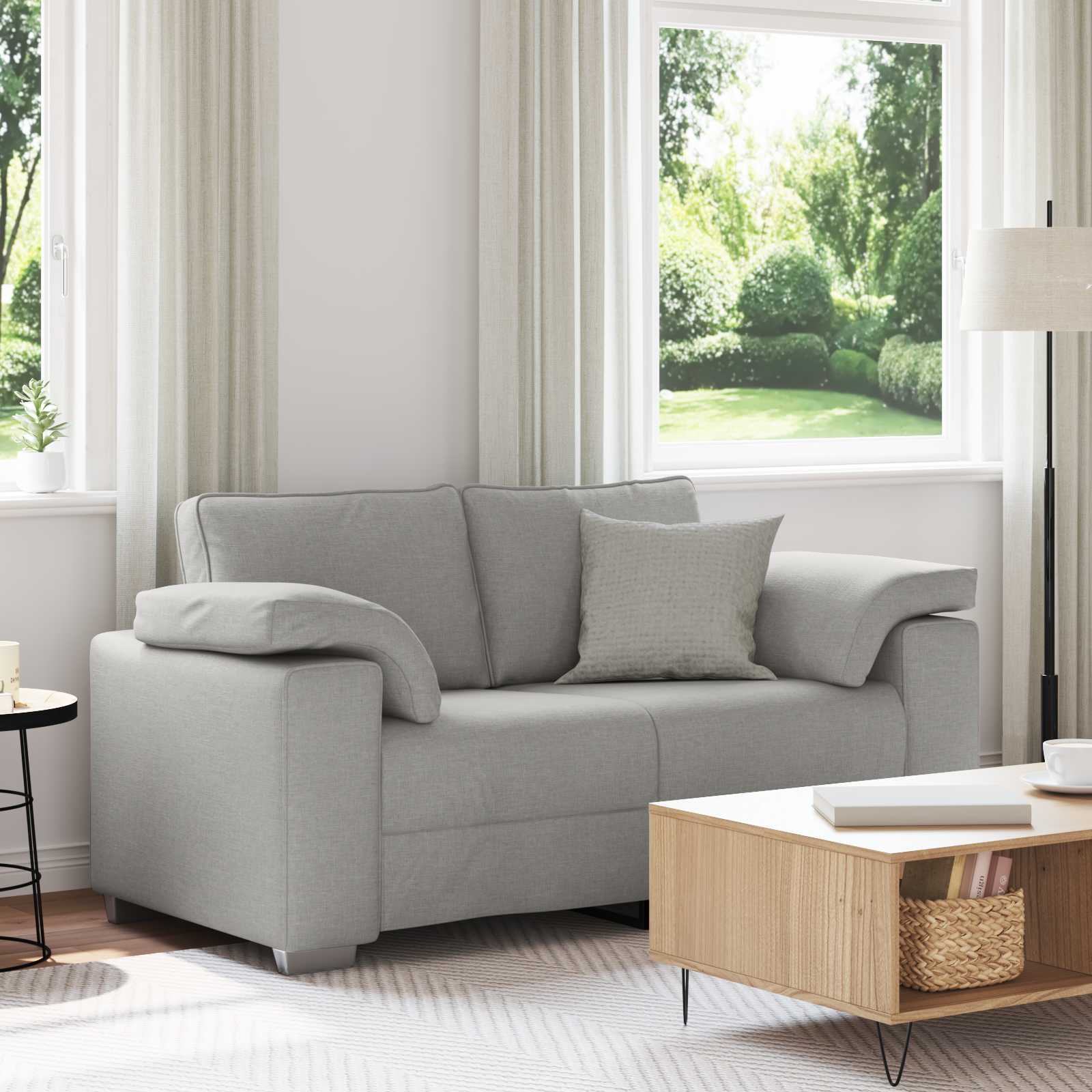 Divano a due posti Grigio Nuvola 160 cm Tessuto | homemem39