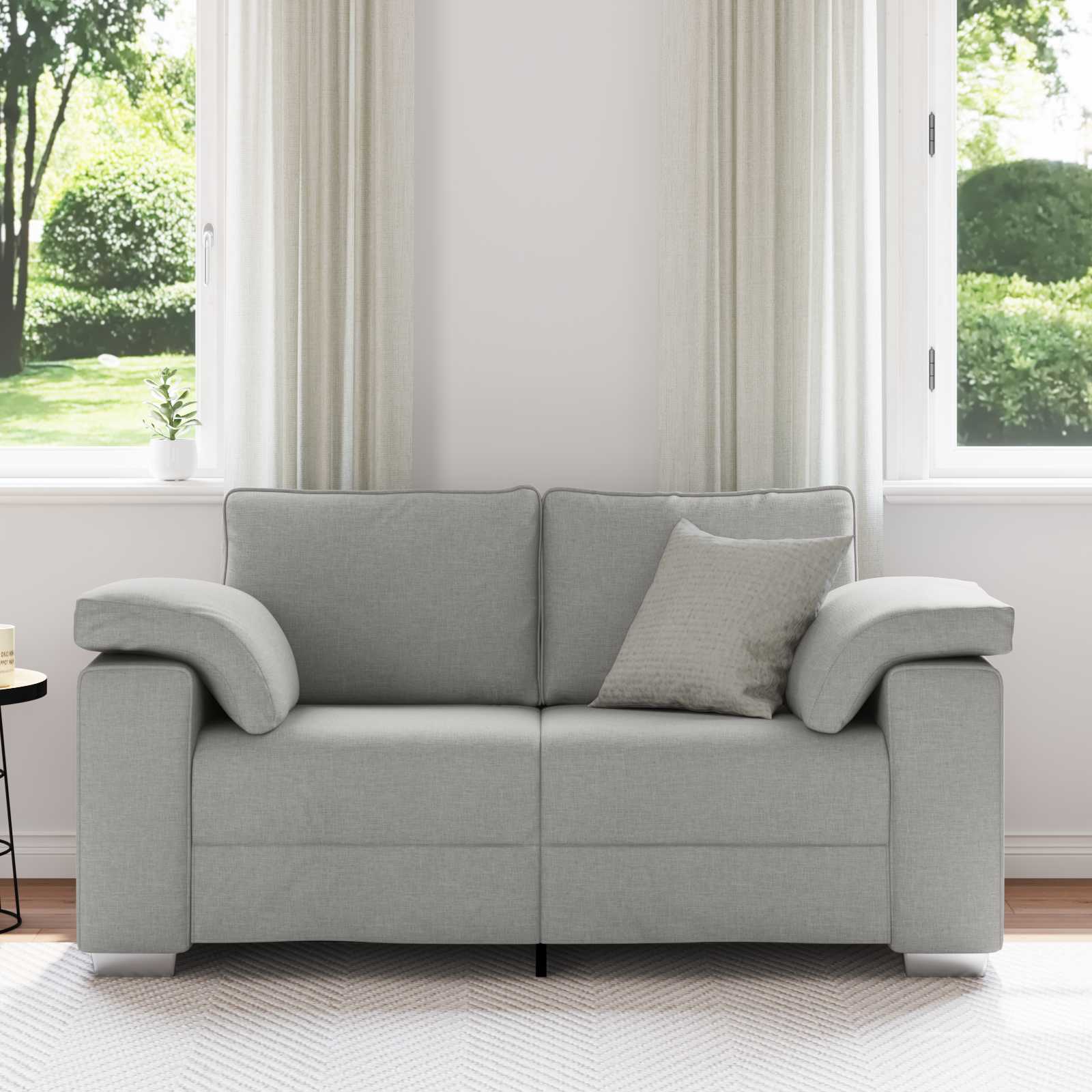 Divano a due posti Grigio Nuvola 160 cm Tessuto | homemem39