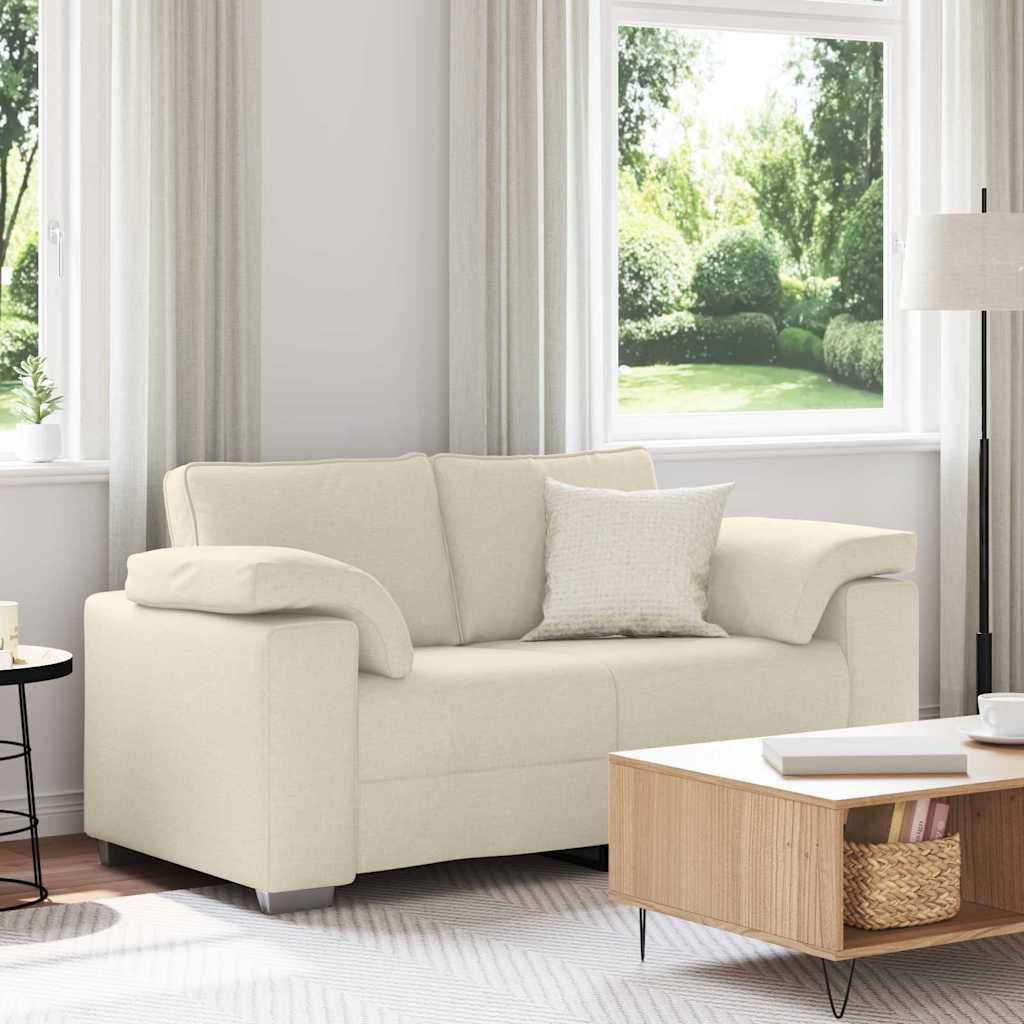 Divano a 2 Posti Beige 160 cm Tessuto misto lino