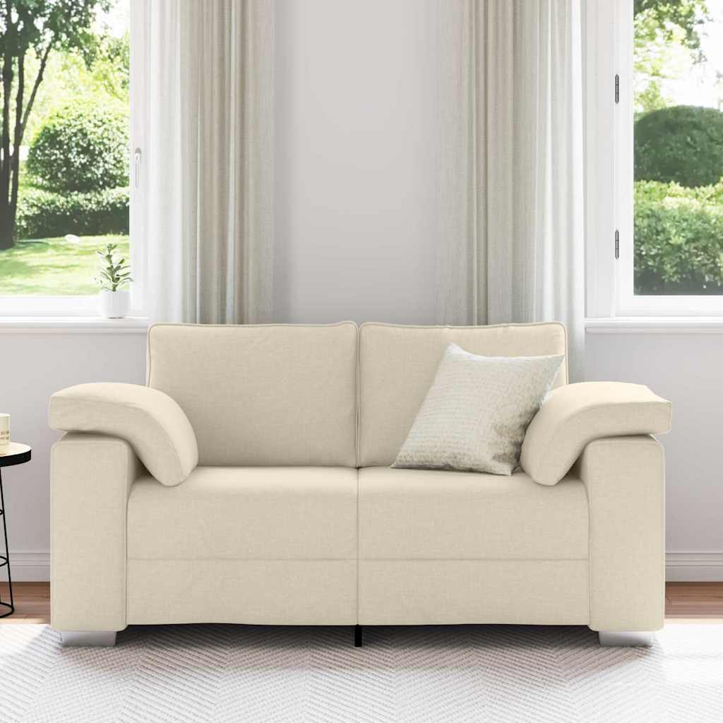Divano a 2 Posti Beige 160 cm Tessuto misto lino