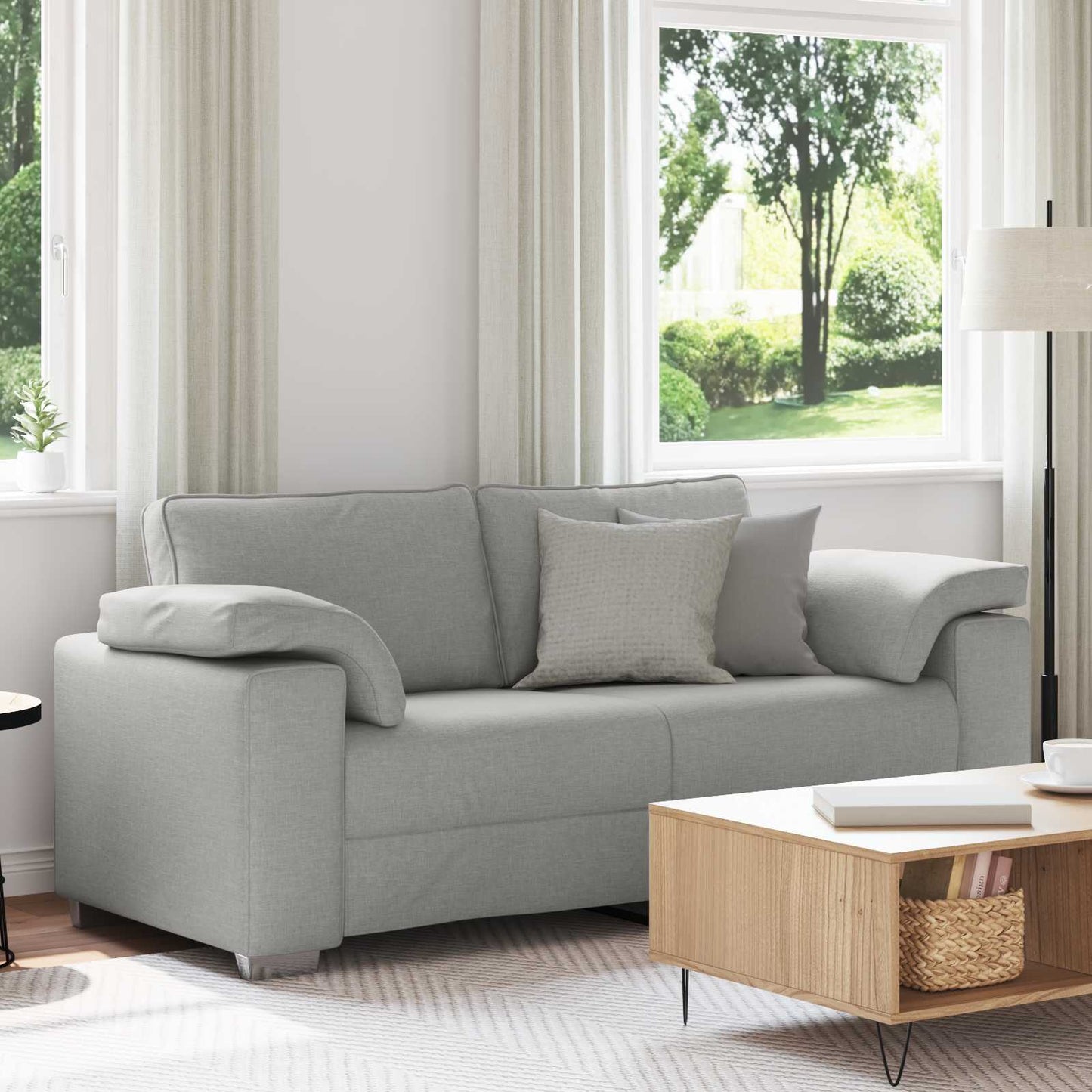 Divano a due posti Grigio Nuvola 180 cm Tessuto | homemem39