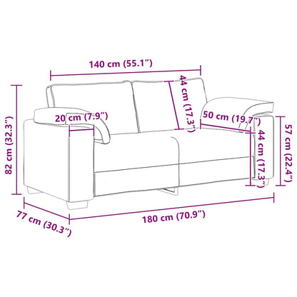 Divano a due posti Grigio Nuvola 180 cm Tessuto | homemem39