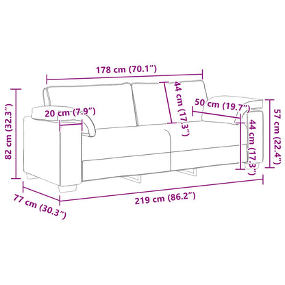 Divano Grigio chiaro 219 x 77 x 82 cm Tessuto