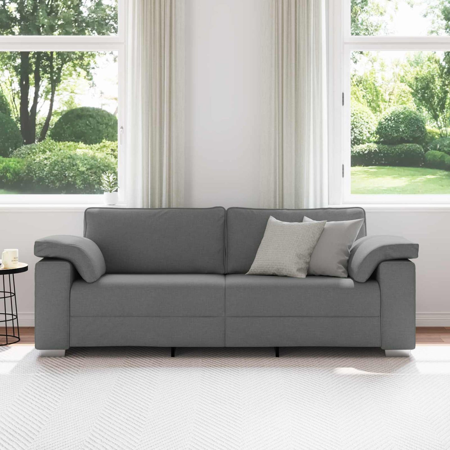 Divano 3-Persone Grigio scuro 220 cm Tessuto