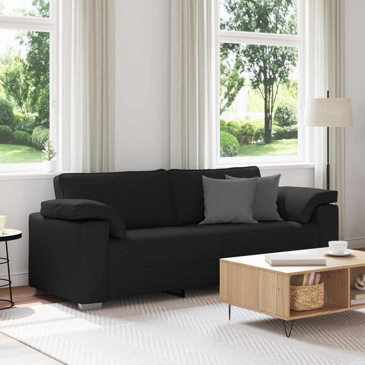 Divano 3-Persone Nero 220 cm Tessuto