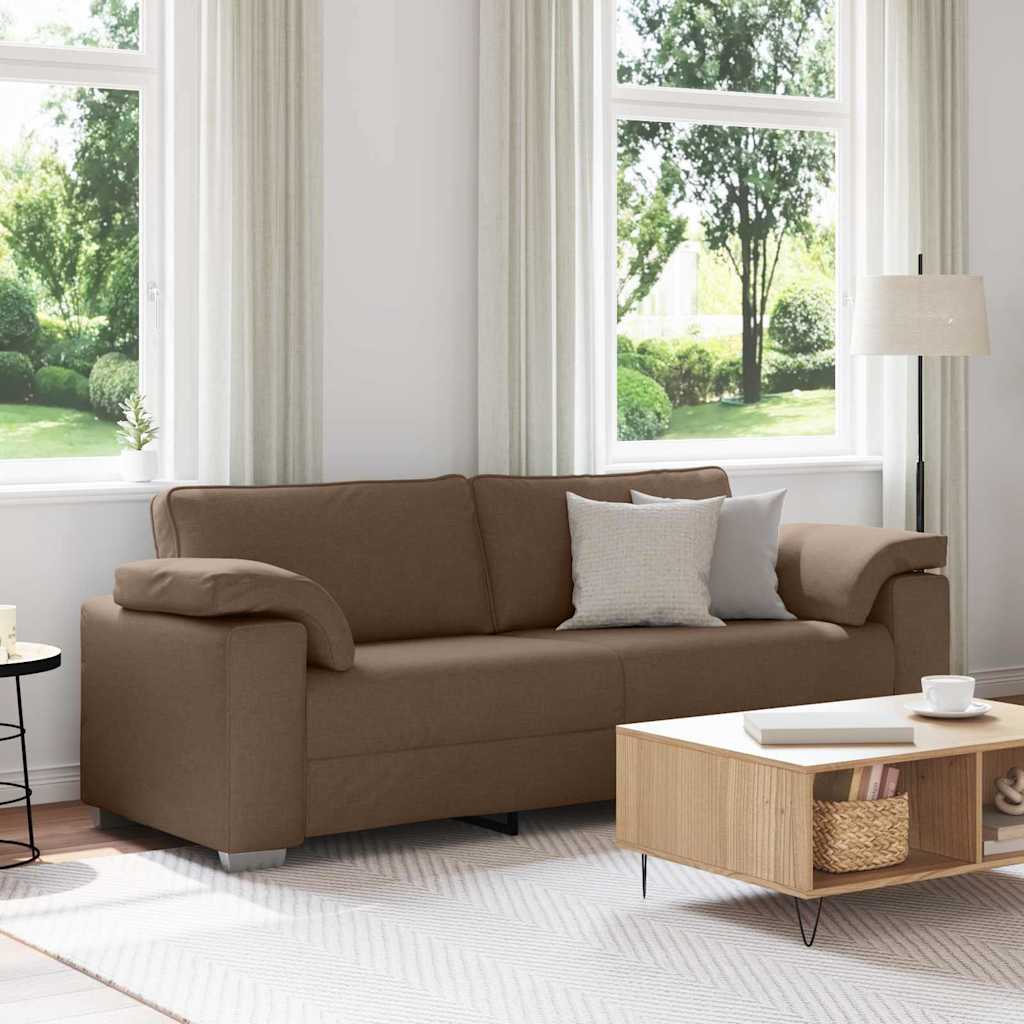 Divano 3-Persone Marrone 220 cm Tessuto