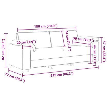 Divano 3-Persone Verde Scuro 220 cm Tessuto | homemem39