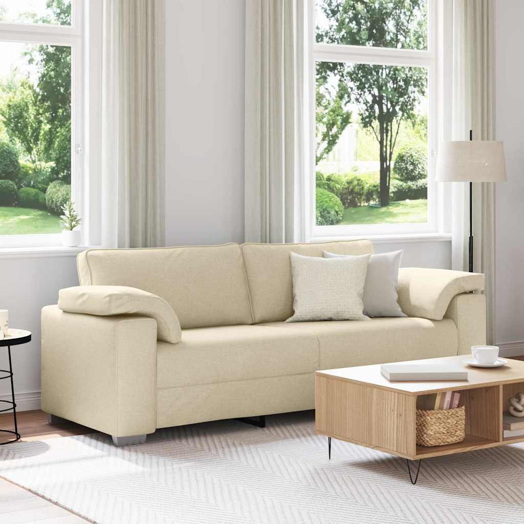Divano 3-Persone Crema 220 cm Tessuto