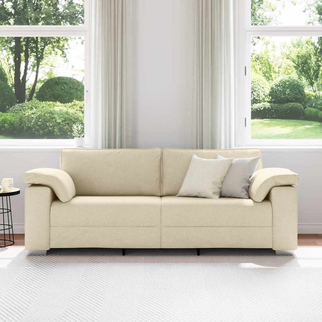 Divano 3-Persone Crema 220 cm Tessuto