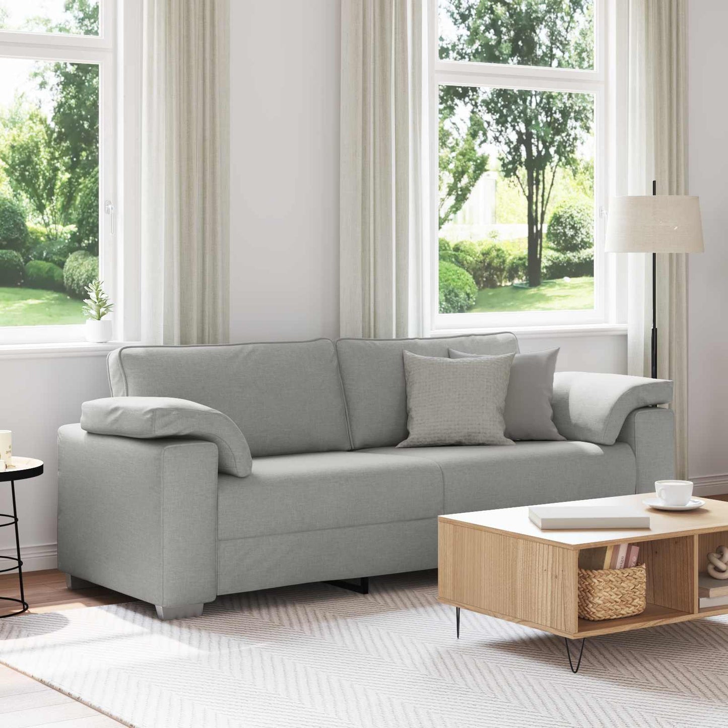 Divano 3-Persone Grigio Nuvola 220 cm Tessuto