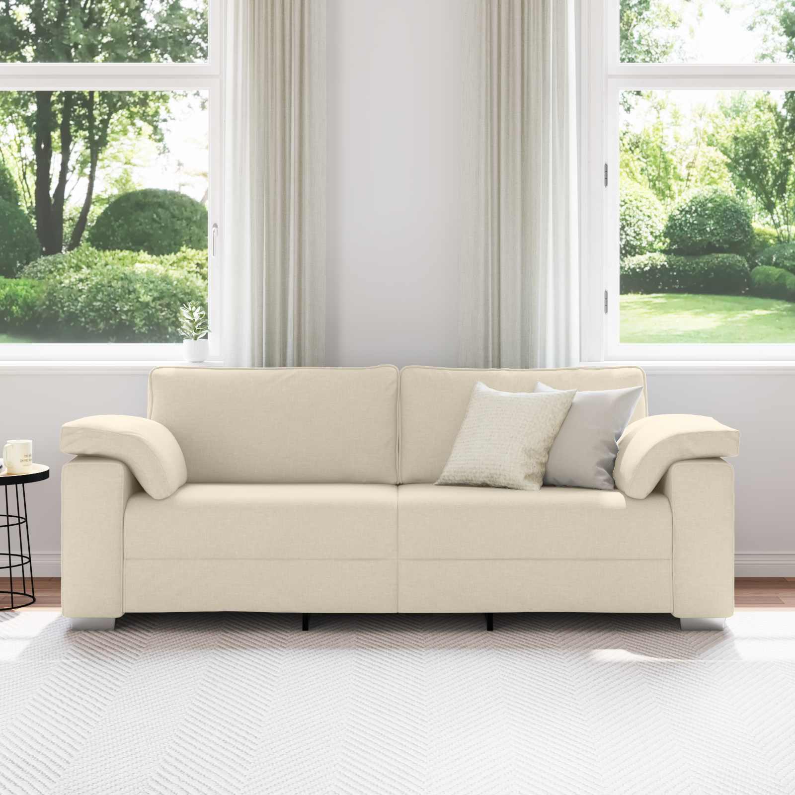 Divano 3-Persone Beige 220 cm Tessuto misto lino | homemem39