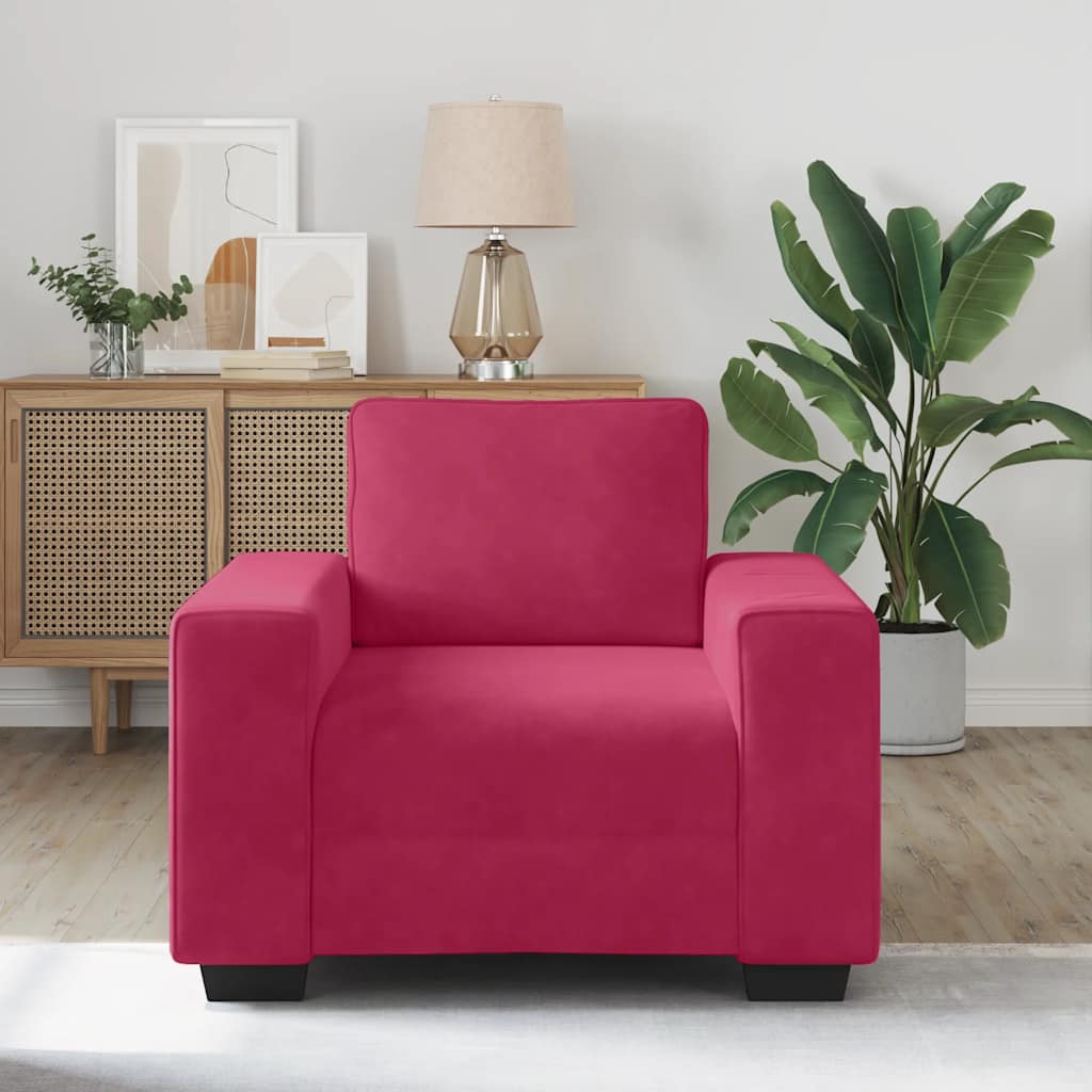 Divano Sedia Rosso Vino 100x77x82 cm Velluto | homemem39
