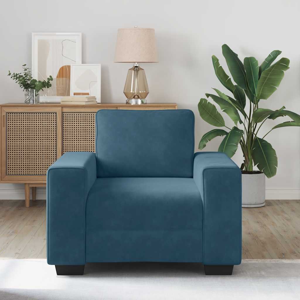 Divano Sedia Blu 100x77x82 cm Velluto | homemem39