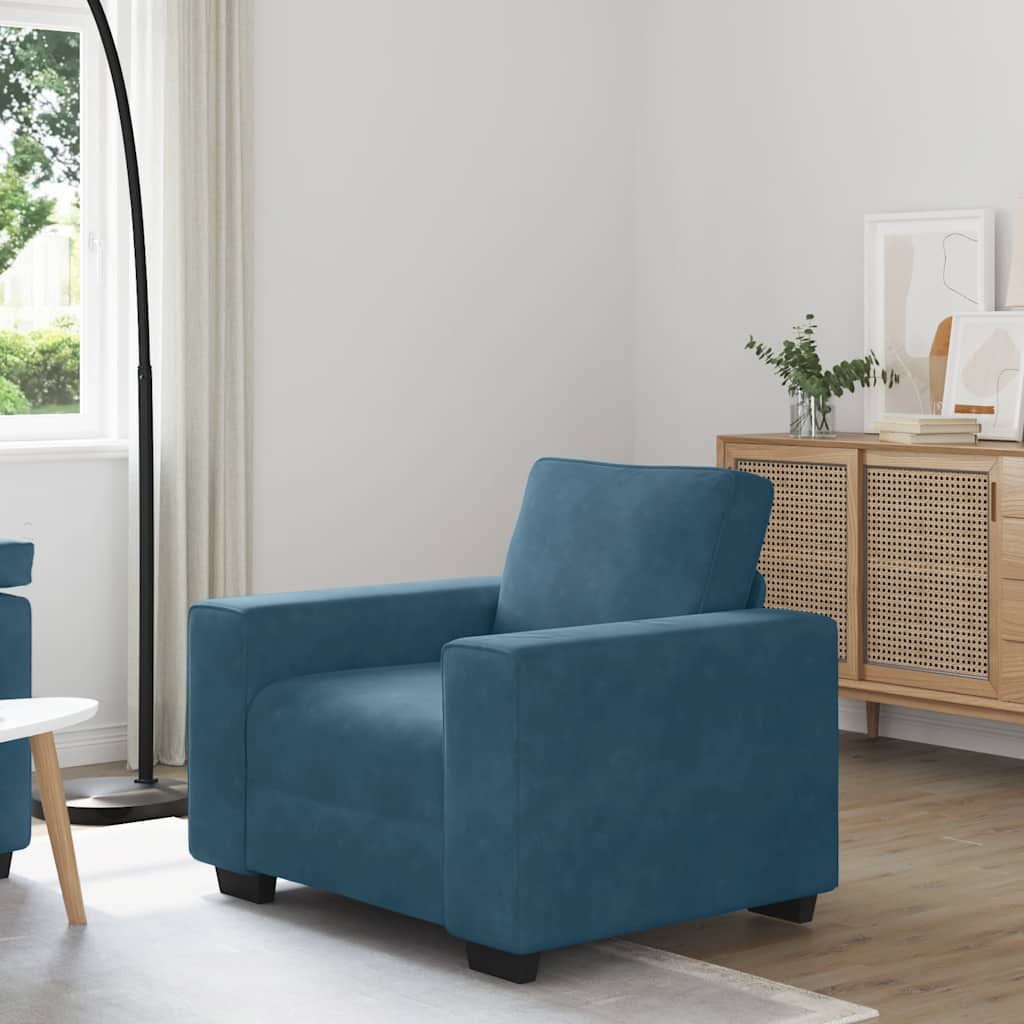 Divano Sedia Blu 100x77x82 cm Velluto | homemem39