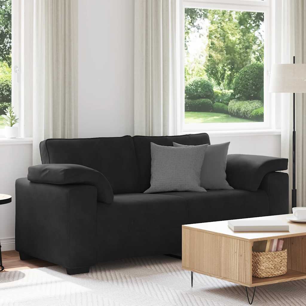 Divano Divanetto Nero 180x77x82 cm in Velluto | homemem39