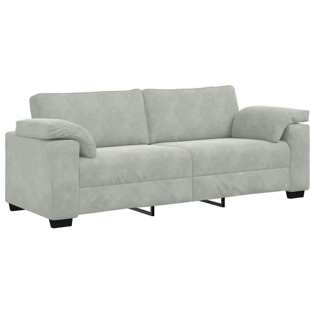 Divano a 3 Posti Grigio Chiaro 220x77x82 cm in Velluto | homemem39