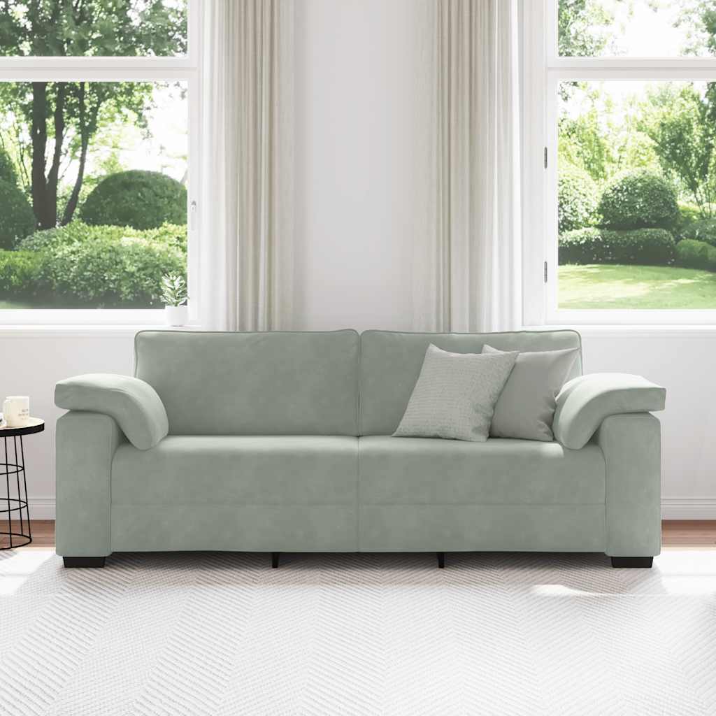 Divano a 3 Posti Grigio Chiaro 220x77x82 cm in Velluto | homemem39