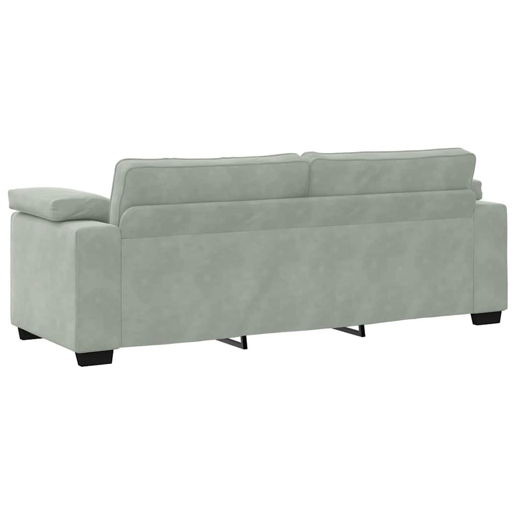 Divano a 3 Posti Grigio Chiaro 220x77x82 cm in Velluto | homemem39