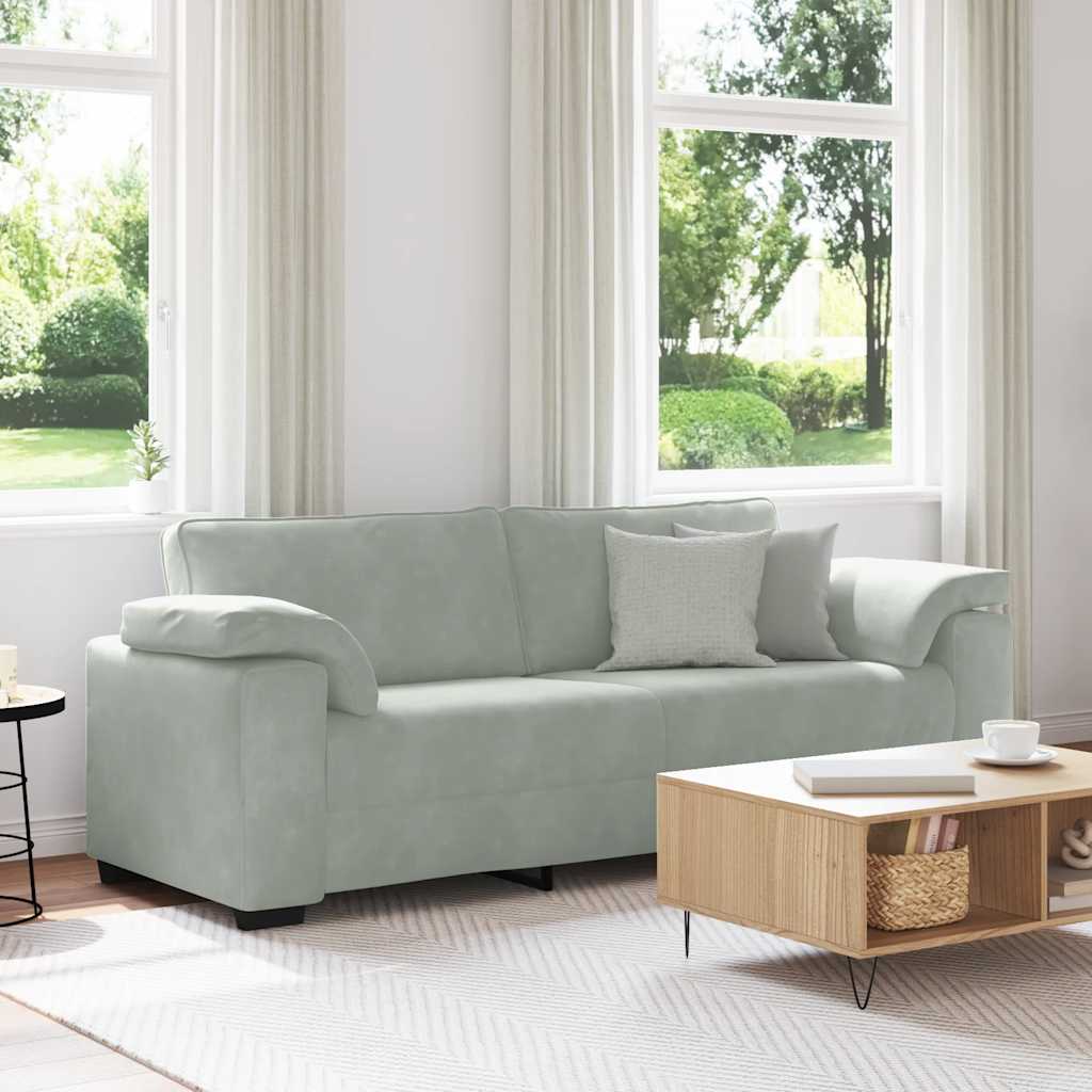 Divano a 3 Posti Grigio Chiaro 220x77x82 cm in Velluto | homemem39