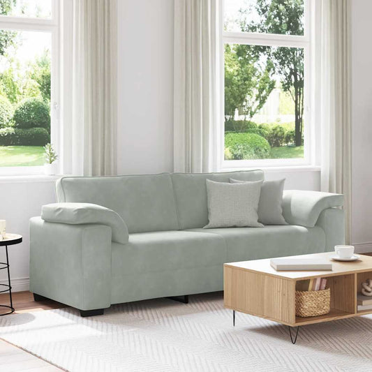 Divano a 3 Posti Grigio Chiaro 220x77x82 cm in Velluto | homemem39