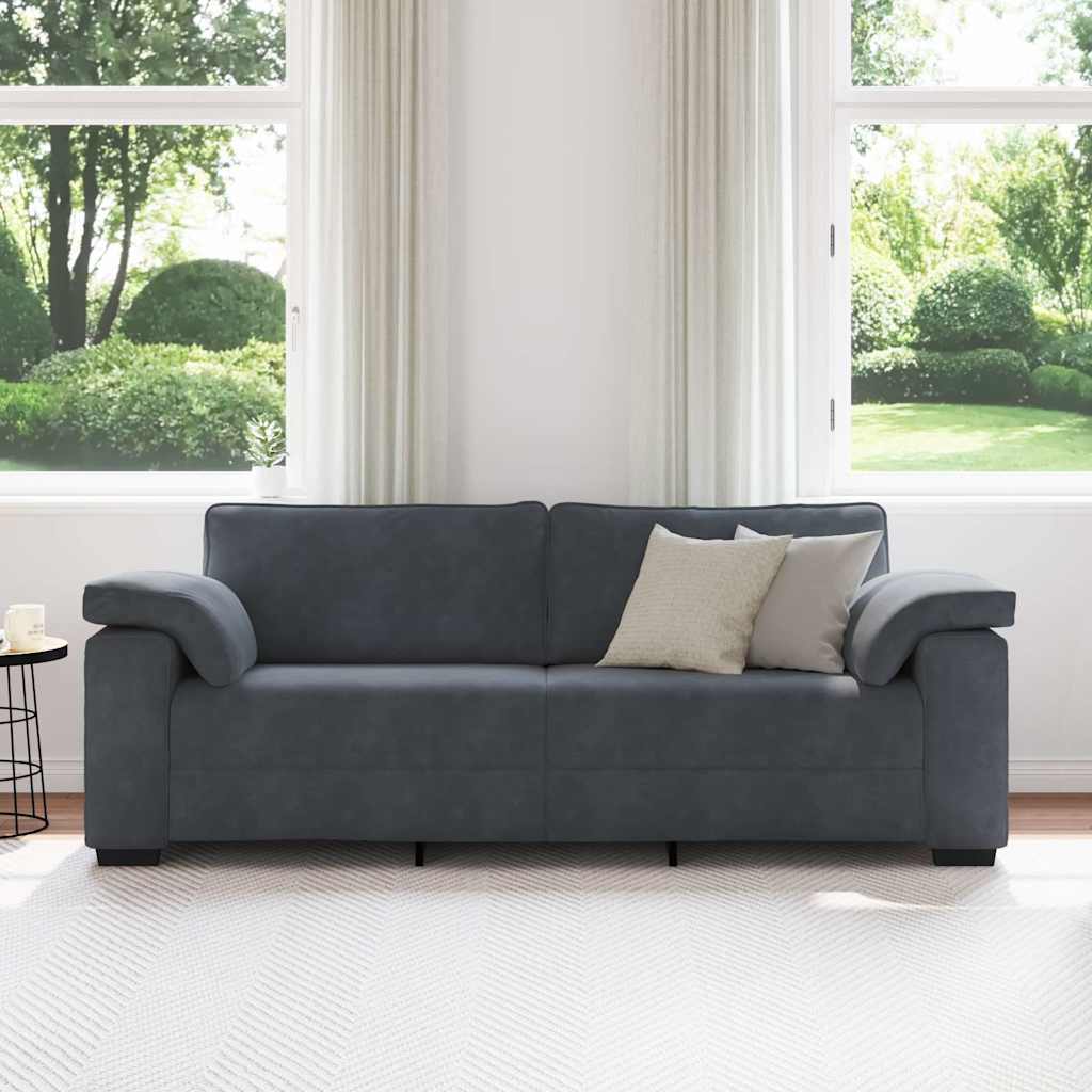 Divano a 3 Posti Grigio Scuro 220x77x82 cm in Velluto | homemem39