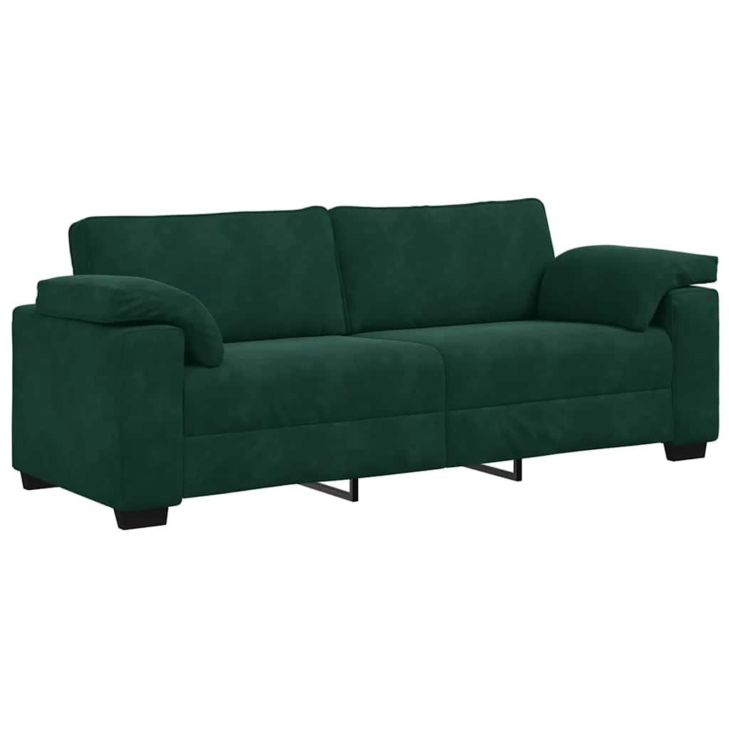 Divano a 3 Posti Verde Scuro 220x77x82 cm in Velluto | homemem39