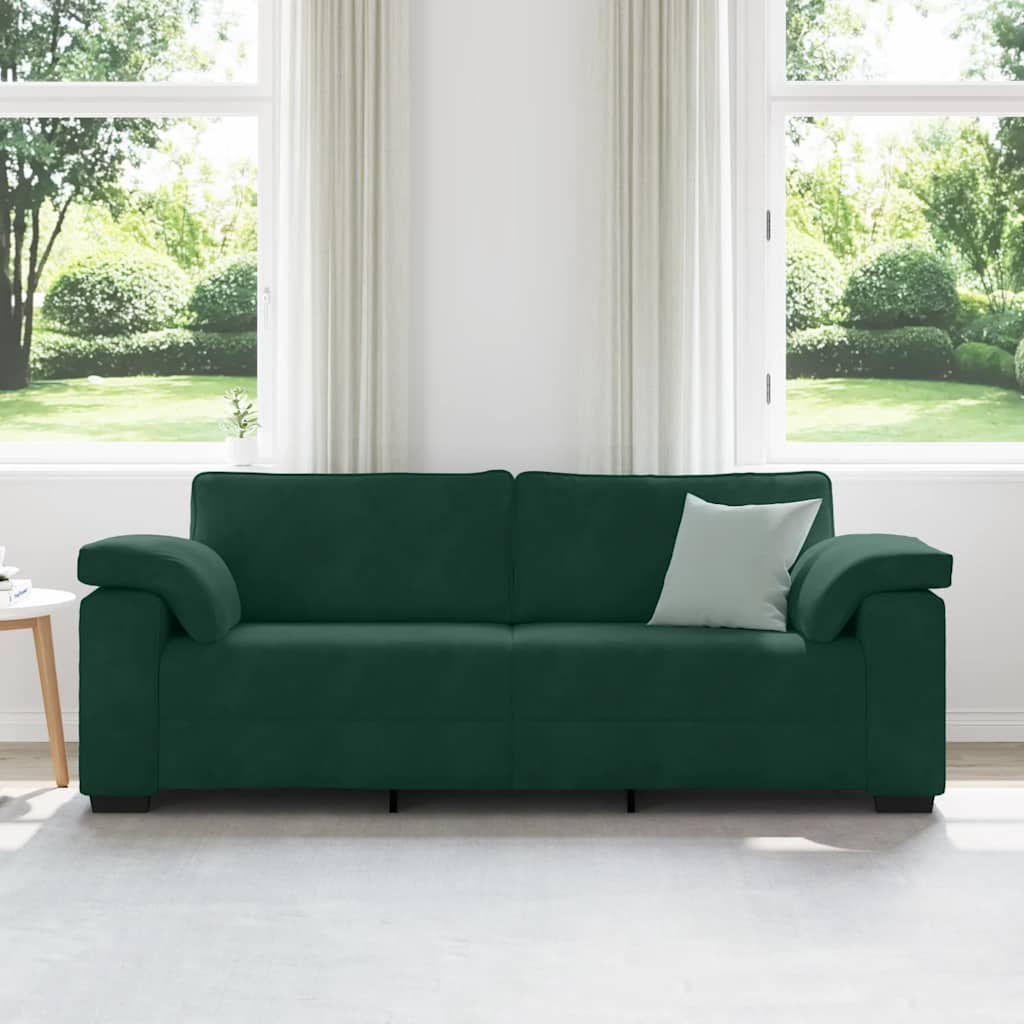 Divano a 3 Posti Verde Scuro 220x77x82 cm in Velluto | homemem39