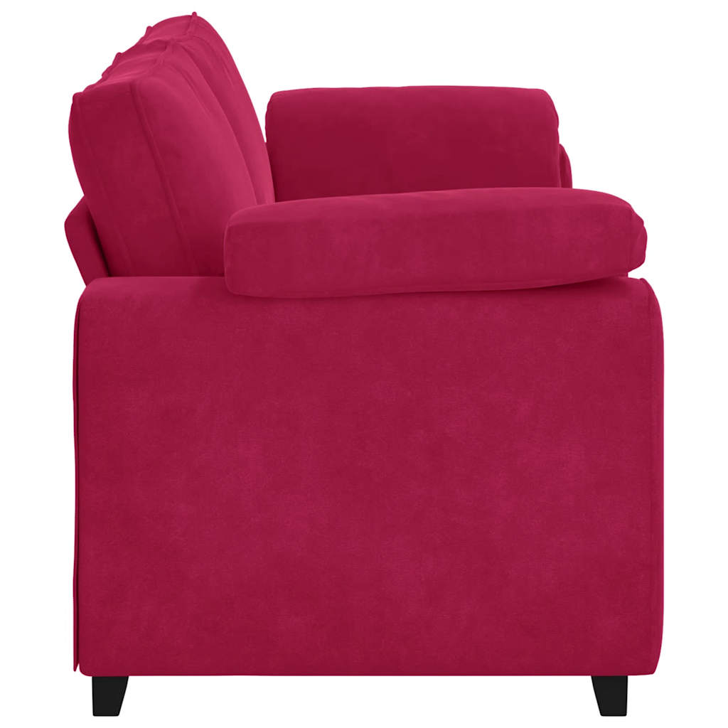 Divano a 3 Posti Rosso Vino 220x77x82 cm in Velluto | homemem39