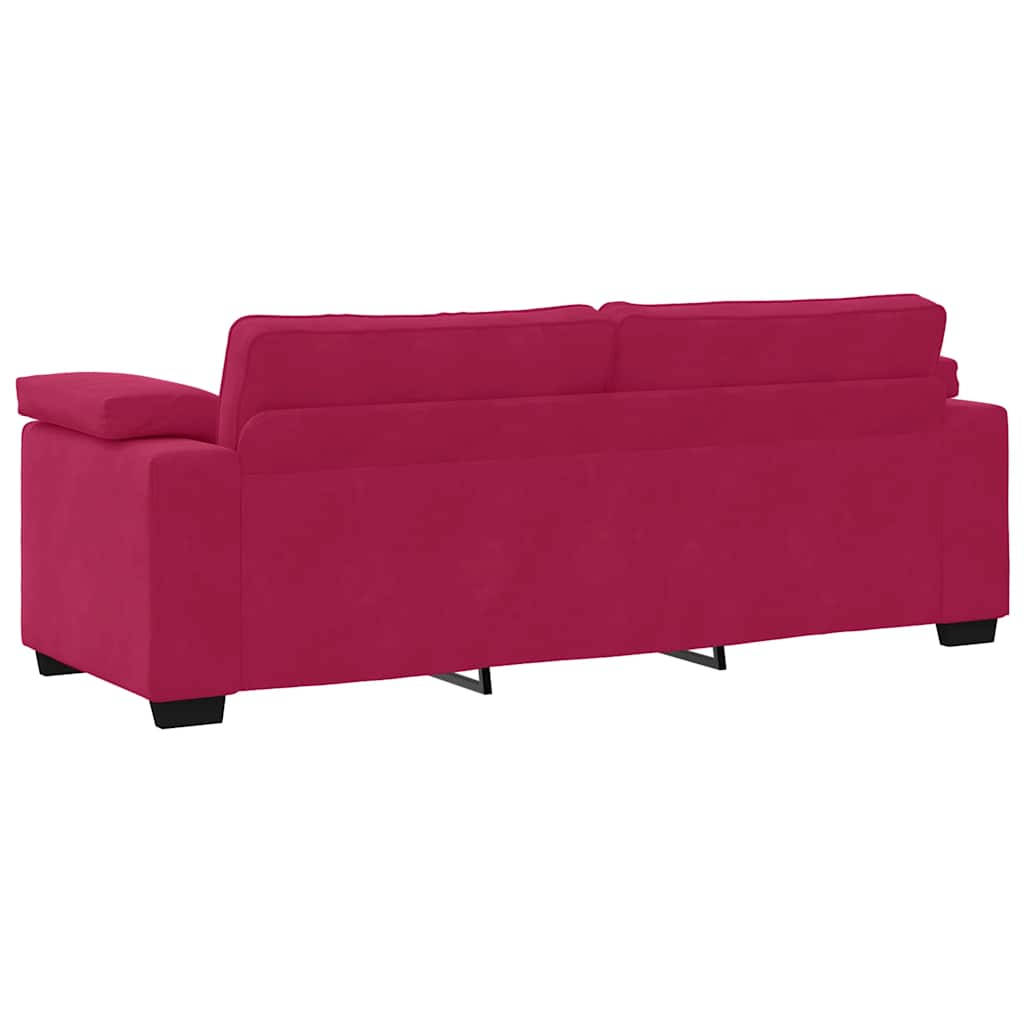 Divano a 3 Posti Rosso Vino 220x77x82 cm in Velluto | homemem39