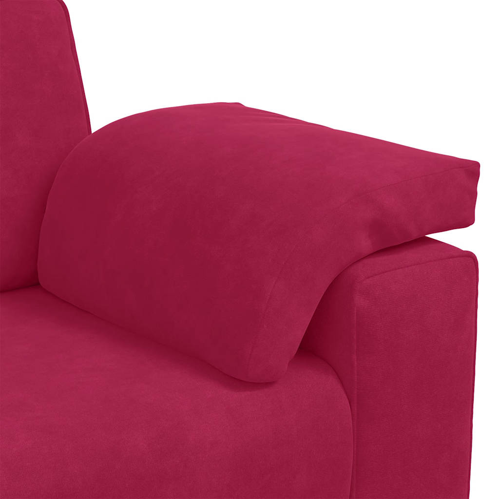 Divano a 3 Posti Rosso Vino 220x77x82 cm in Velluto | homemem39