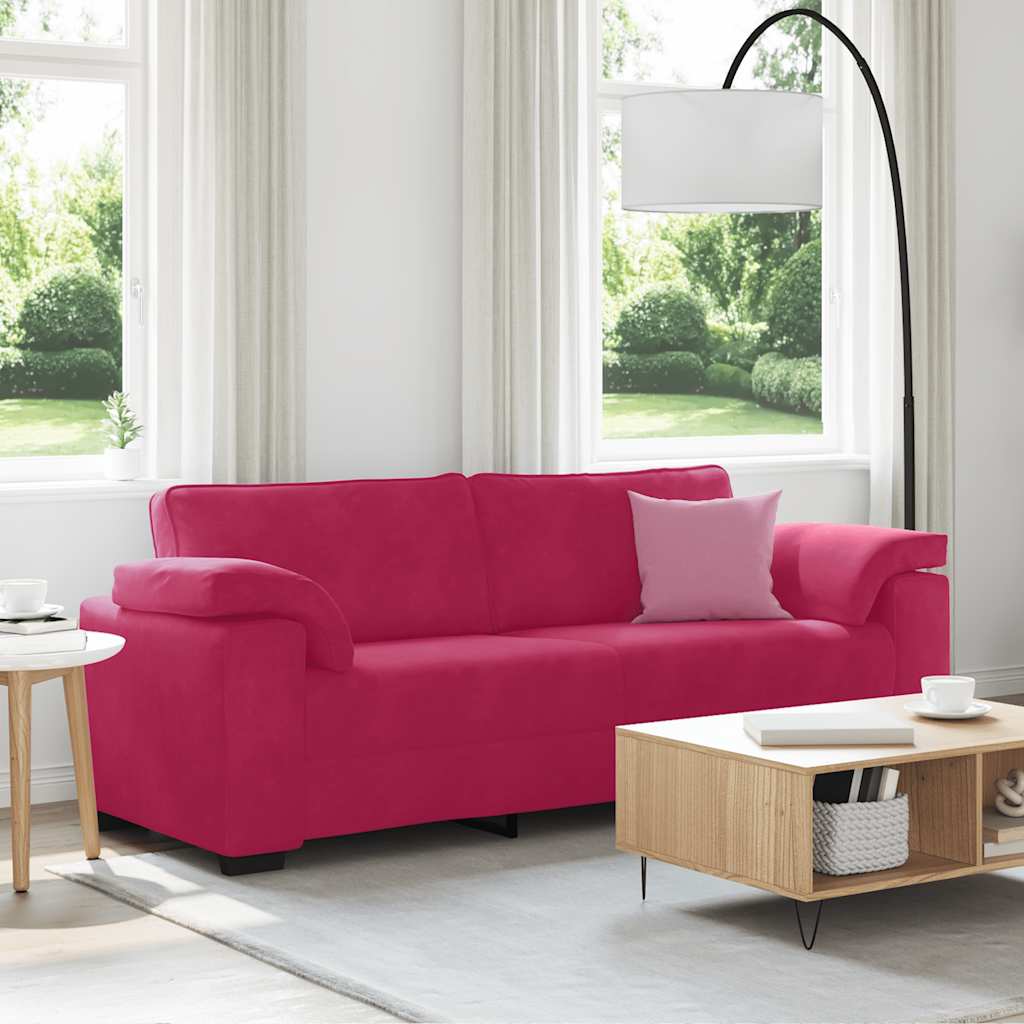 Divano a 3 Posti Rosso Vino 220x77x82 cm in Velluto | homemem39