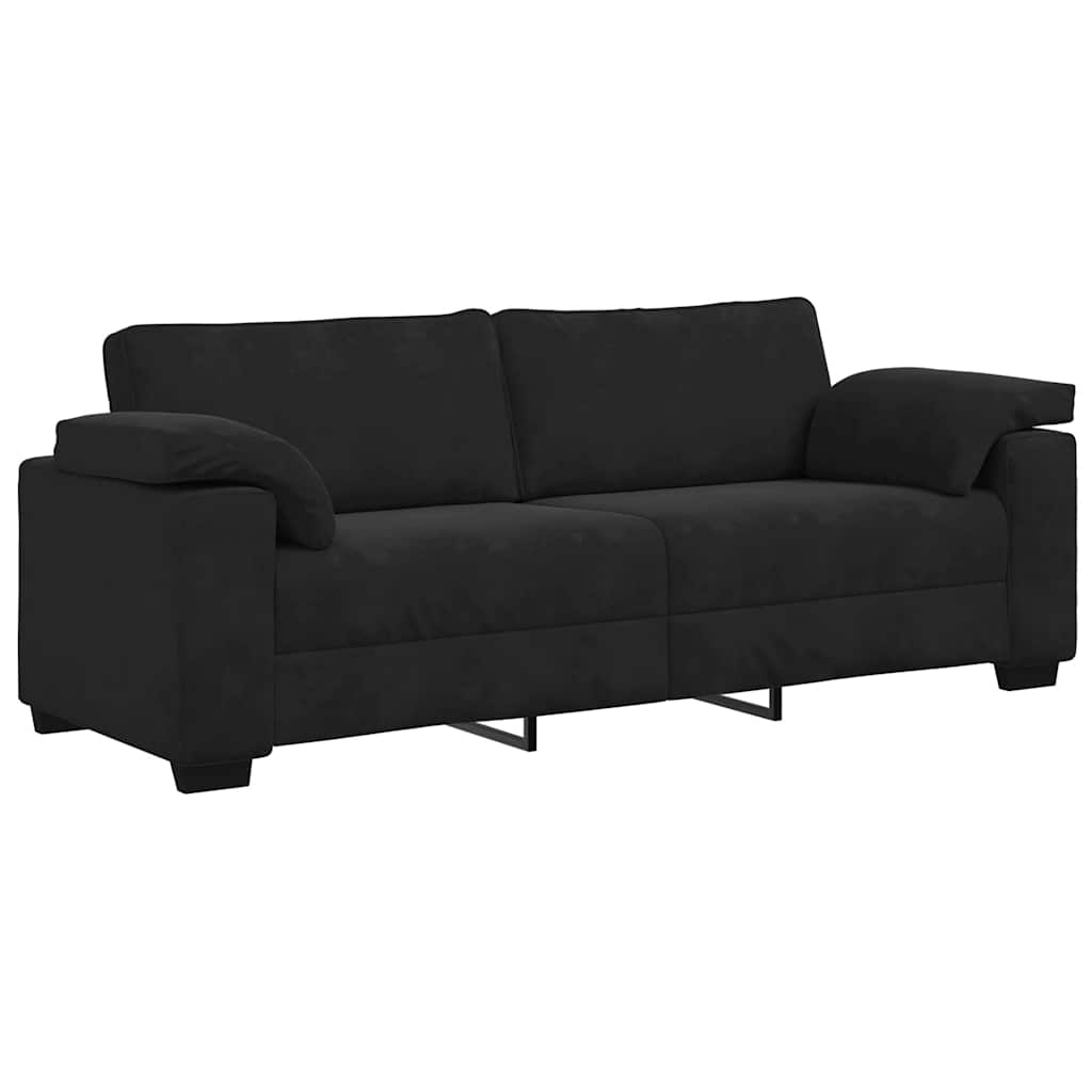 Divano a 3 Posti Nero 220x77x82 cm in Velluto | homemem39