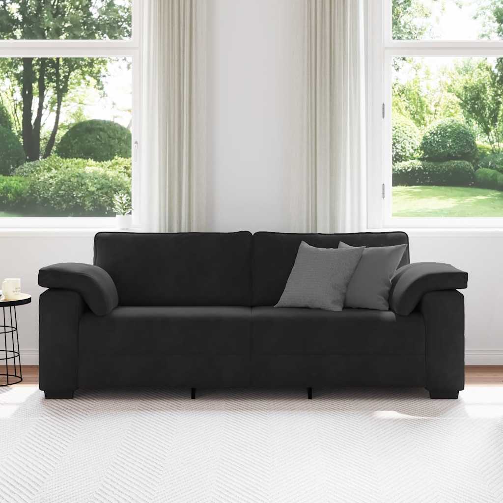 Divano a 3 Posti Nero 220x77x82 cm in Velluto | homemem39
