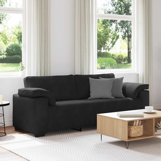Divano a 3 Posti Nero 220x77x82 cm in Velluto | homemem39