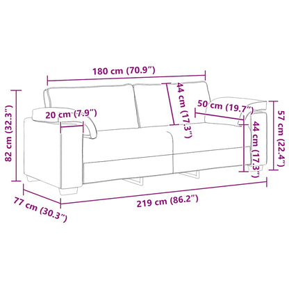 Divano a 3 Posti Giallo 220x77x82 cm in Velluto | homemem39