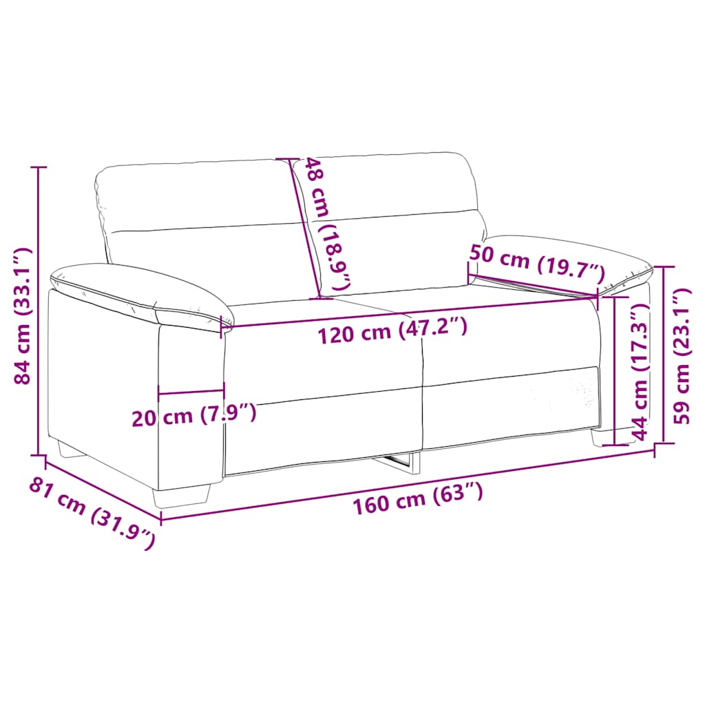 Divano a 2 Posti Nero 160x81x84 cm in Tessuto | homemem39