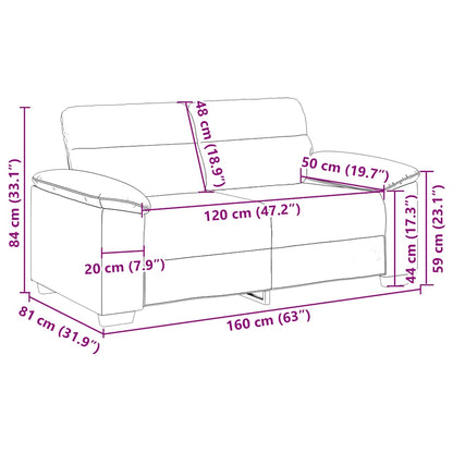 Divano a 2 Posti Nero 160x81x84 cm in Tessuto | homemem39