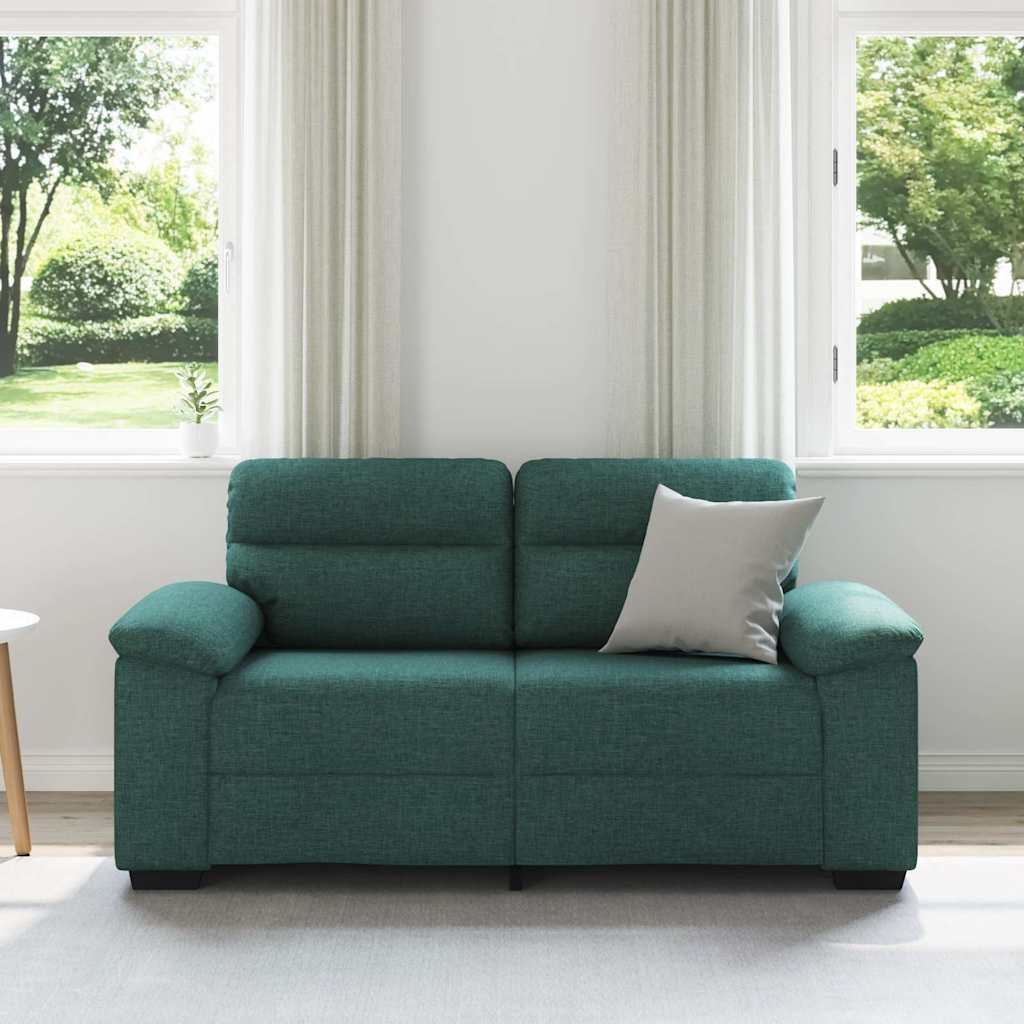 Divano a 2 Posti Verde Scuro 160x81x84 cm in Tessuto | homemem39