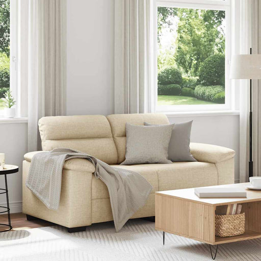 Divano a 2 Posti Crema 160x81x84 cm in Tessuto