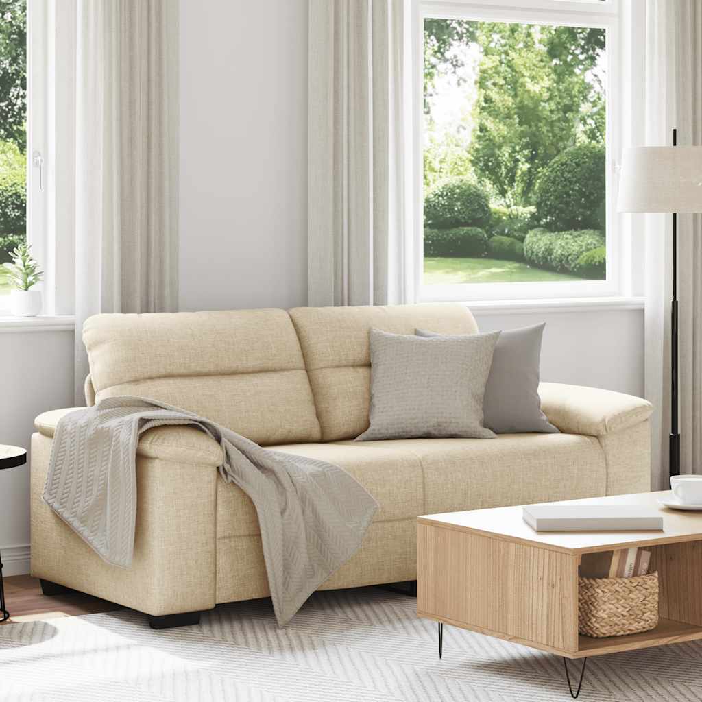 Divano a 2 Posti Crema 180x81x84 cm in Tessuto | homemem39