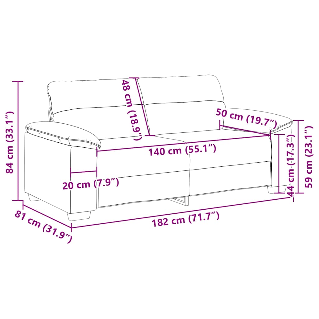 Divano a 2 Posti 180x81x84 cm in Lino | homemem39